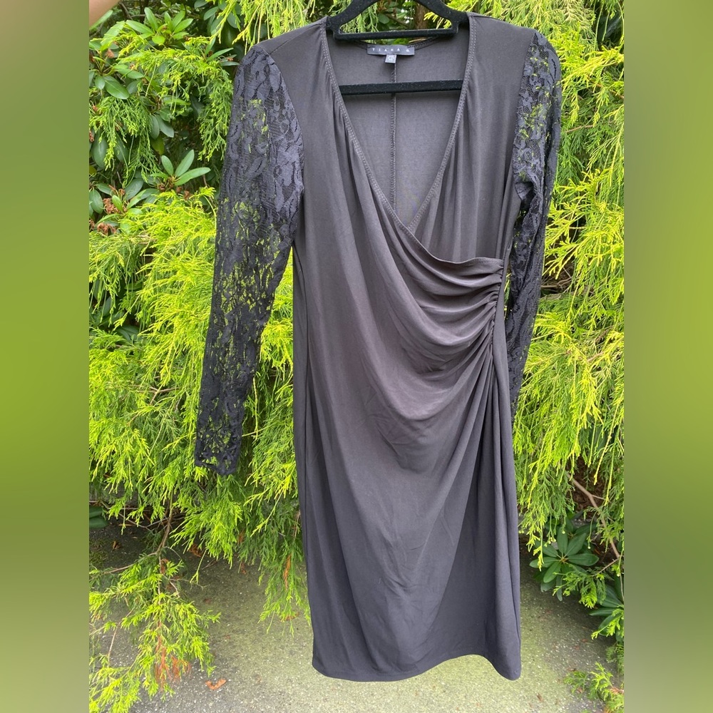 Gently Worn Tiana B Lace Sleeve Black Dress SZ: XS